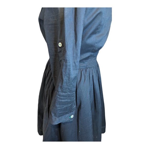 Moulinette Soeurs Vetements Womens Button-Up Dress Pleated Dark Navy Blue Size 0 - Picture 3 of 4